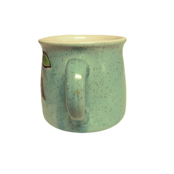 🍊 🍋Vintage Fruit Mug ☕ Hand Painted Ceramic Stoneware Rustic Cup🍐🍋🟩 - Picture 4 of 9